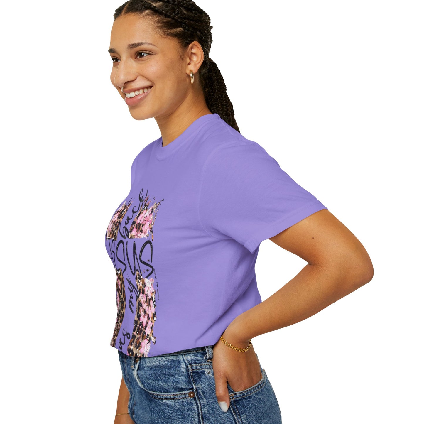 Jesus Has My Back T-Shirt | Leopard Floral Cross Christian Faith Tee