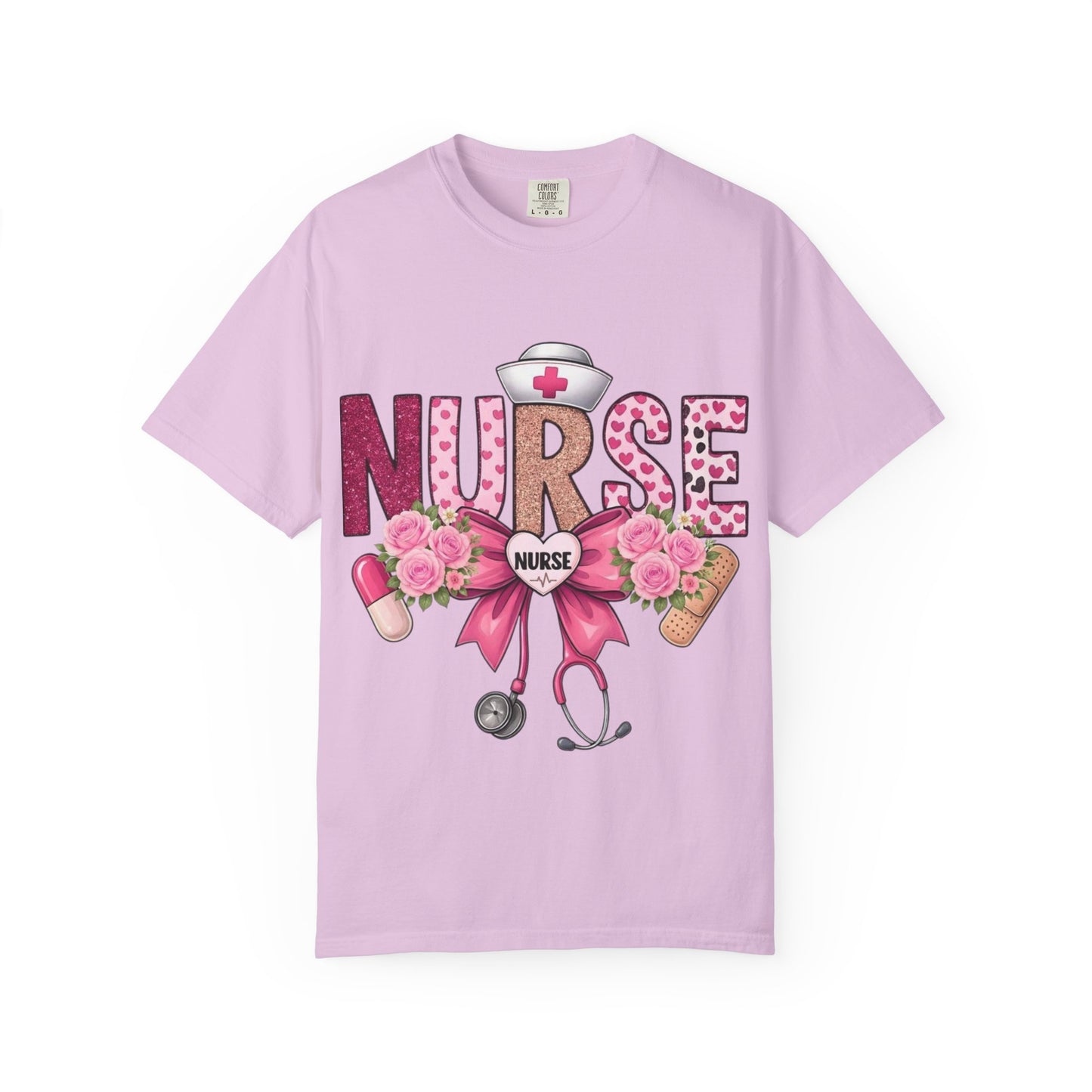 Nurse Floral Heart Stethoscope T-Shirt | Nursing Love Shirt