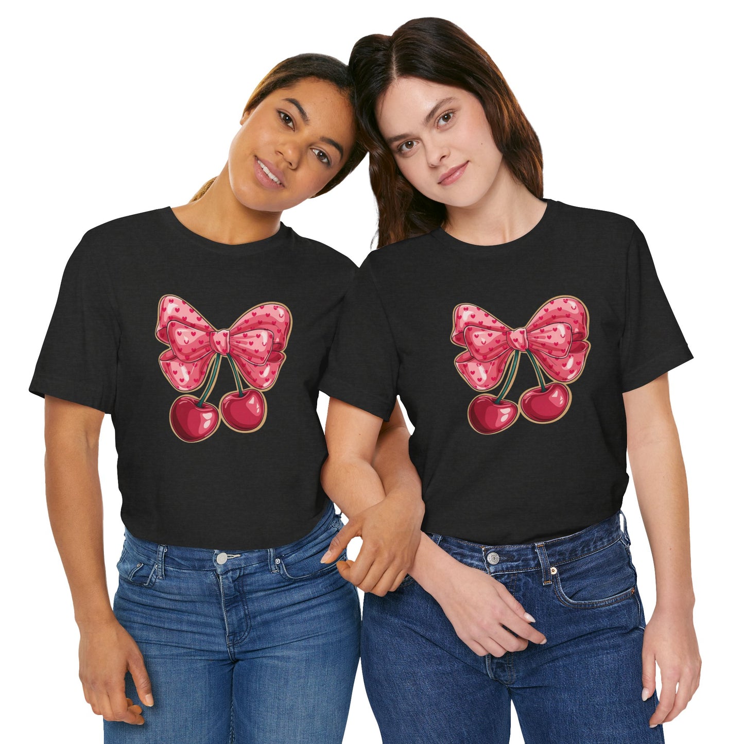 Cherry Bow Tee — Cute Pink Cherry Graphic T-Shirt