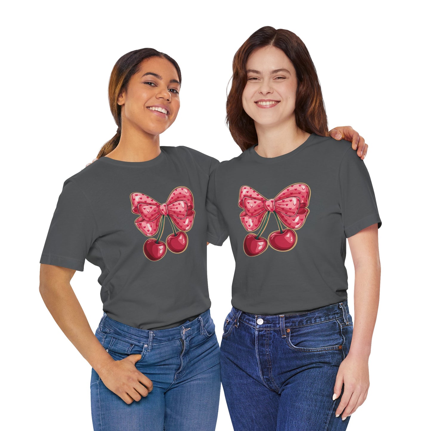 Cherry Bow Tee — Cute Pink Cherry Graphic T-Shirt