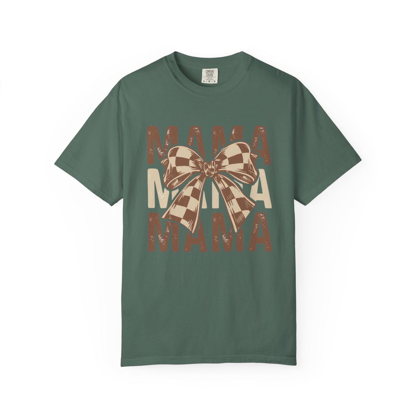 Mama Graphic T-Shirt — Plaid Bow Mom Tee (Mama Print)