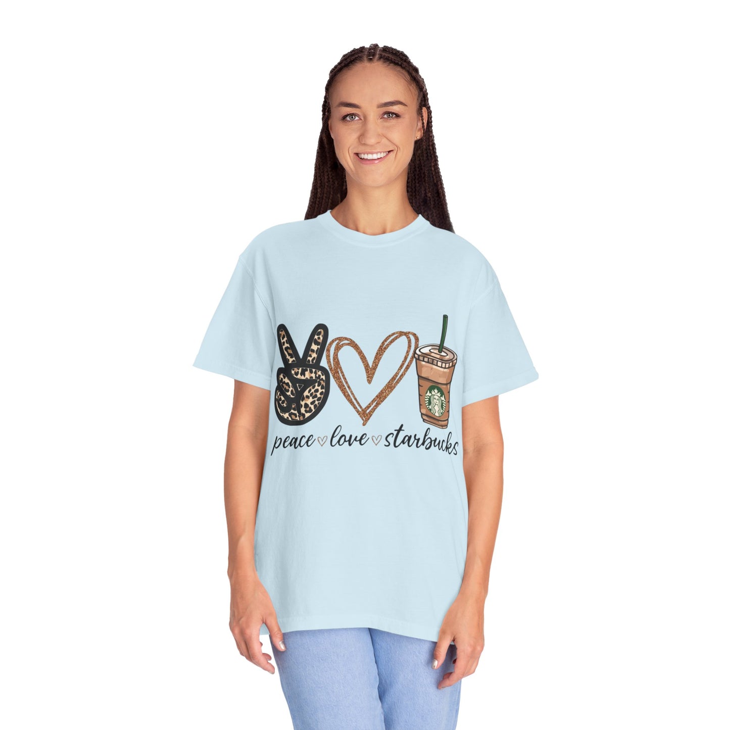 Peace Love Starbucks T-Shirt | Leopard Peace Sign Heart Coffee Cup