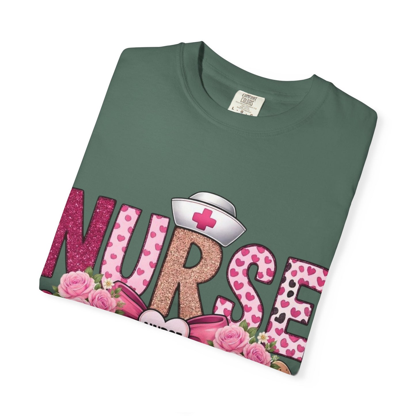 Nurse Floral Heart Stethoscope T-Shirt | Nursing Love Shirt