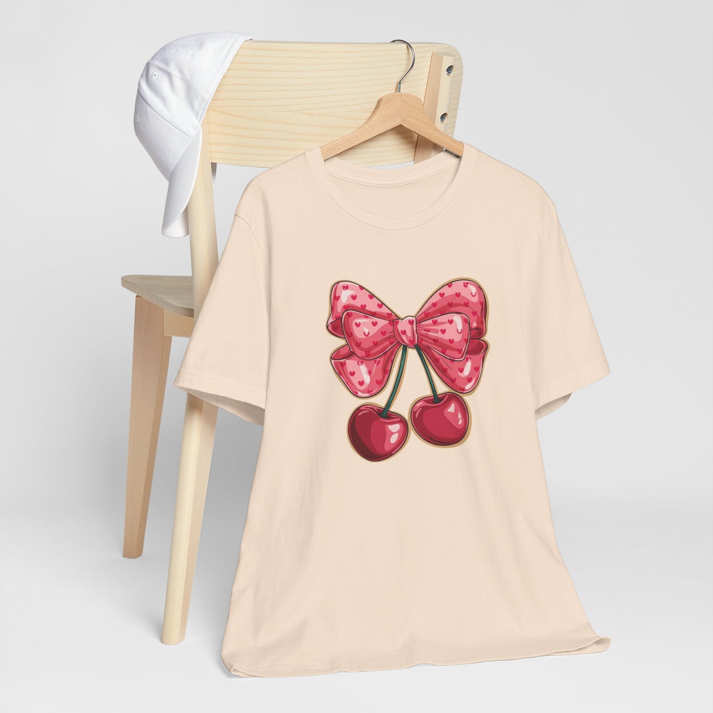 Cherry Bow Tee — Cute Pink Cherry Graphic T-Shirt