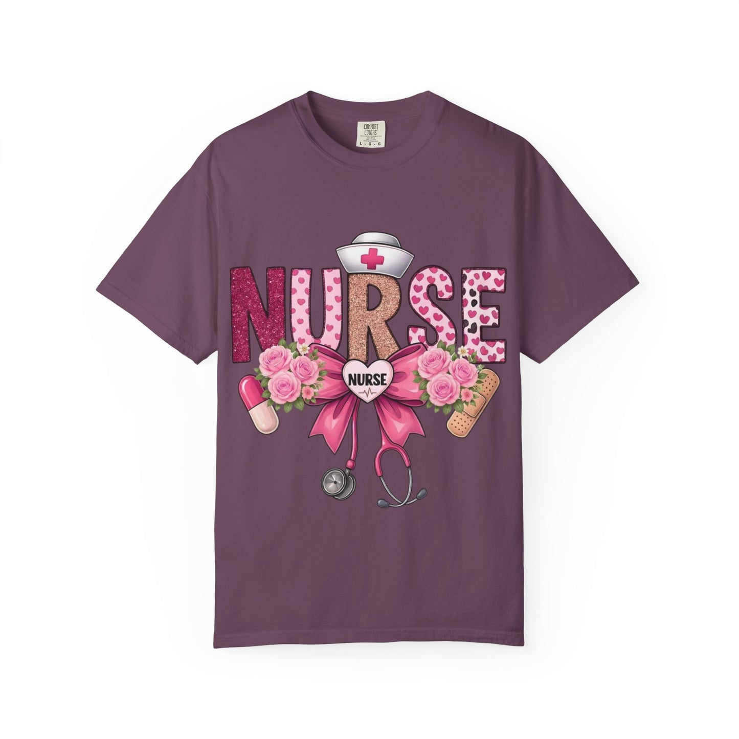 Nurse Floral Heart Stethoscope T-Shirt | Nursing Love Shirt