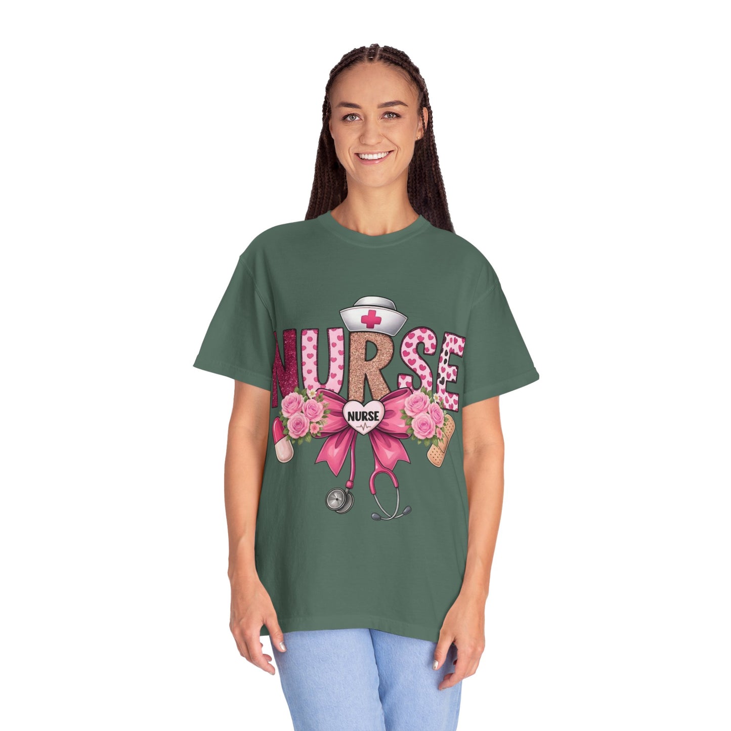 Nurse Floral Heart Stethoscope T-Shirt | Nursing Love Shirt