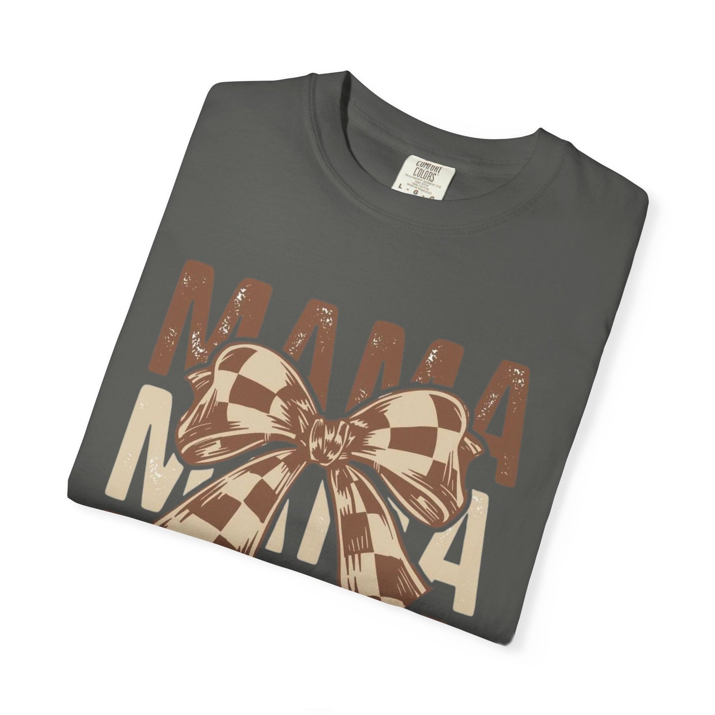 Mama Graphic T-Shirt — Plaid Bow Mom Tee (Mama Print)