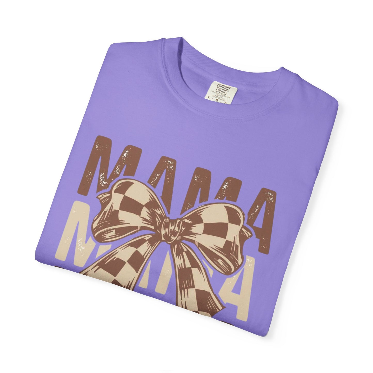 Mama Graphic T-Shirt — Plaid Bow Mom Tee (Mama Print)