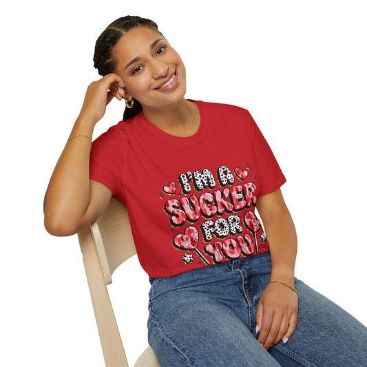 I’m a Sucker For You T-Shirt – Valentine Heart Lollipop Romantic Tee