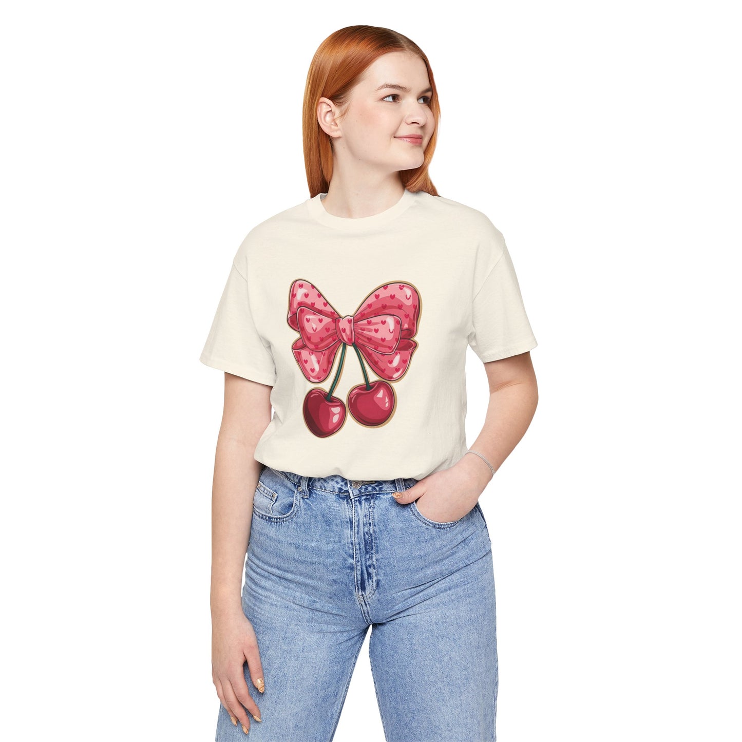 Cherry Bow Tee — Cute Pink Cherry Graphic T-Shirt
