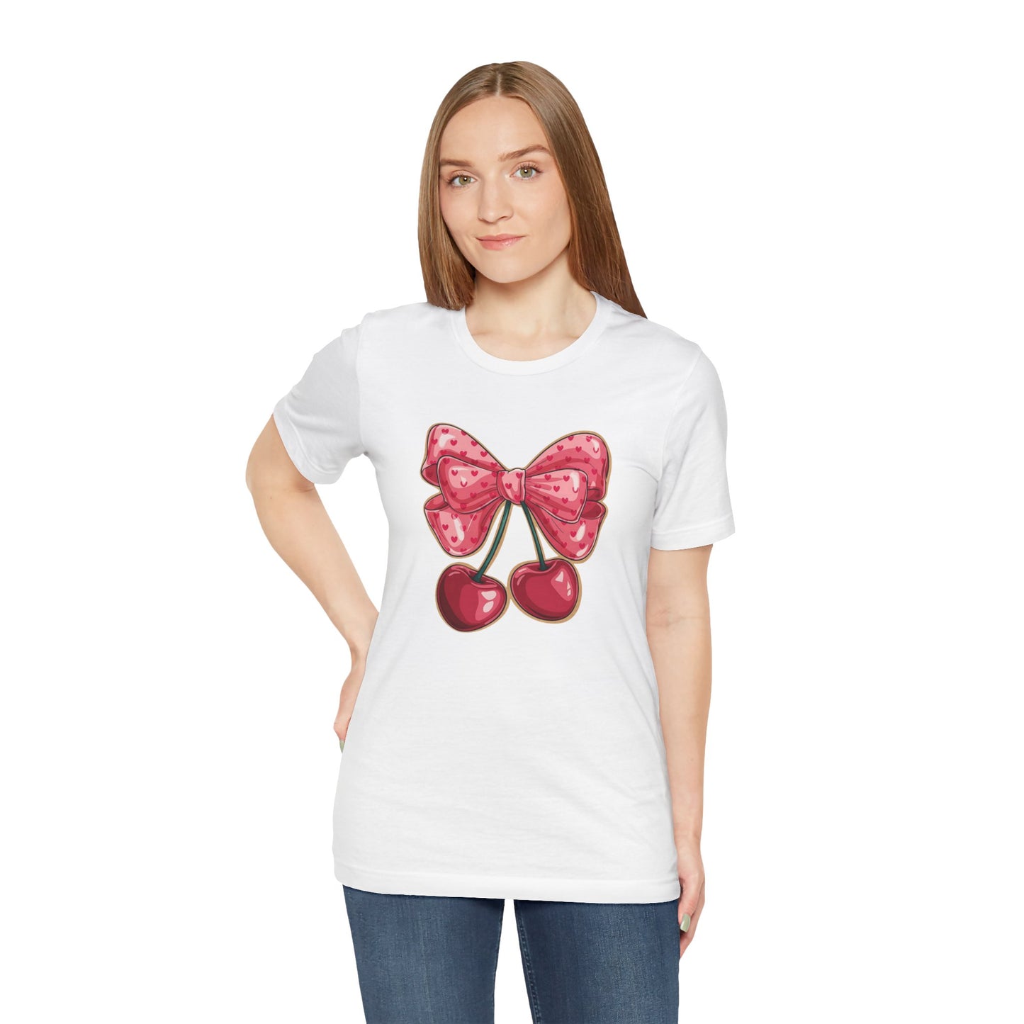 Cherry Bow Tee — Cute Pink Cherry Graphic T-Shirt