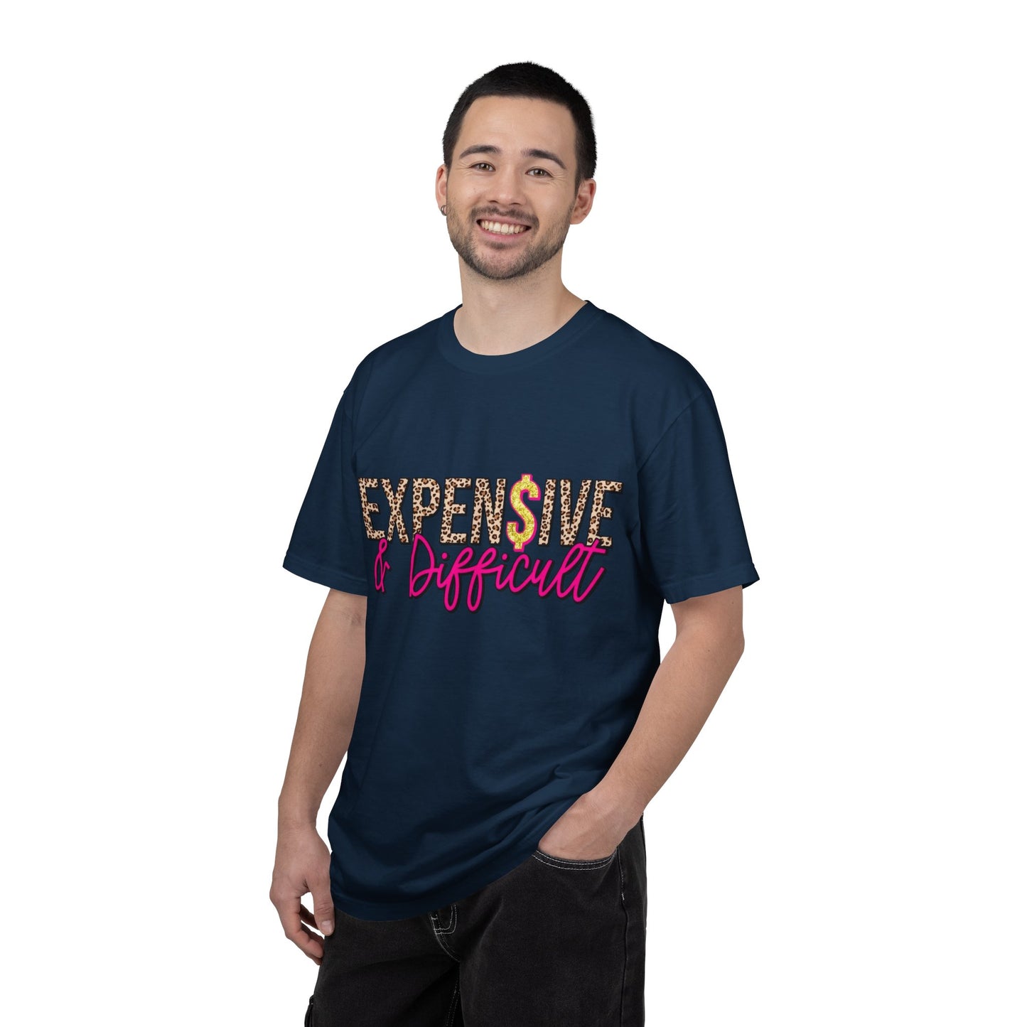Expensive & Difficult T-shirt | Leopard Print, Dollar Sign, Pink Script