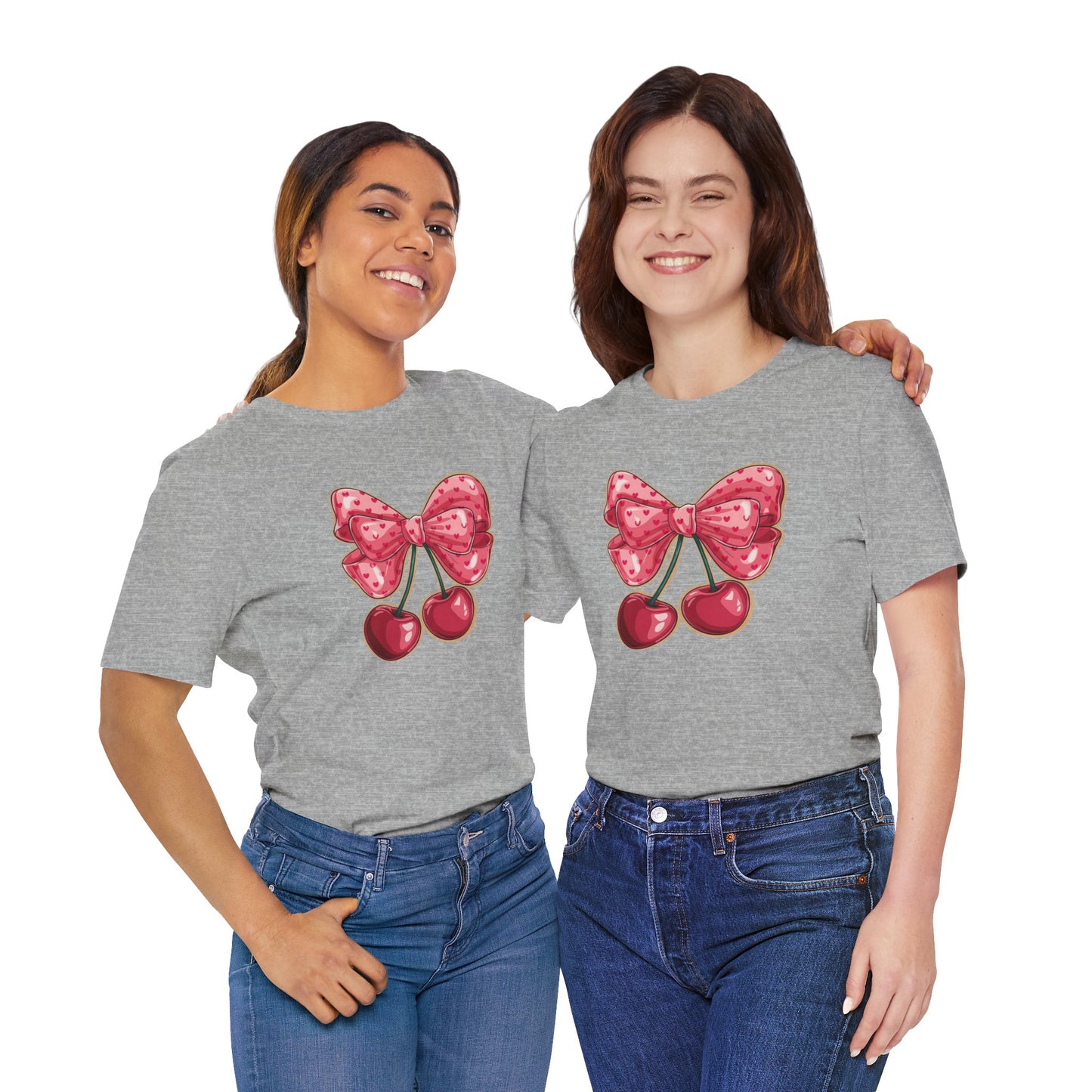 Cherry Bow Tee — Cute Pink Cherry Graphic T-Shirt