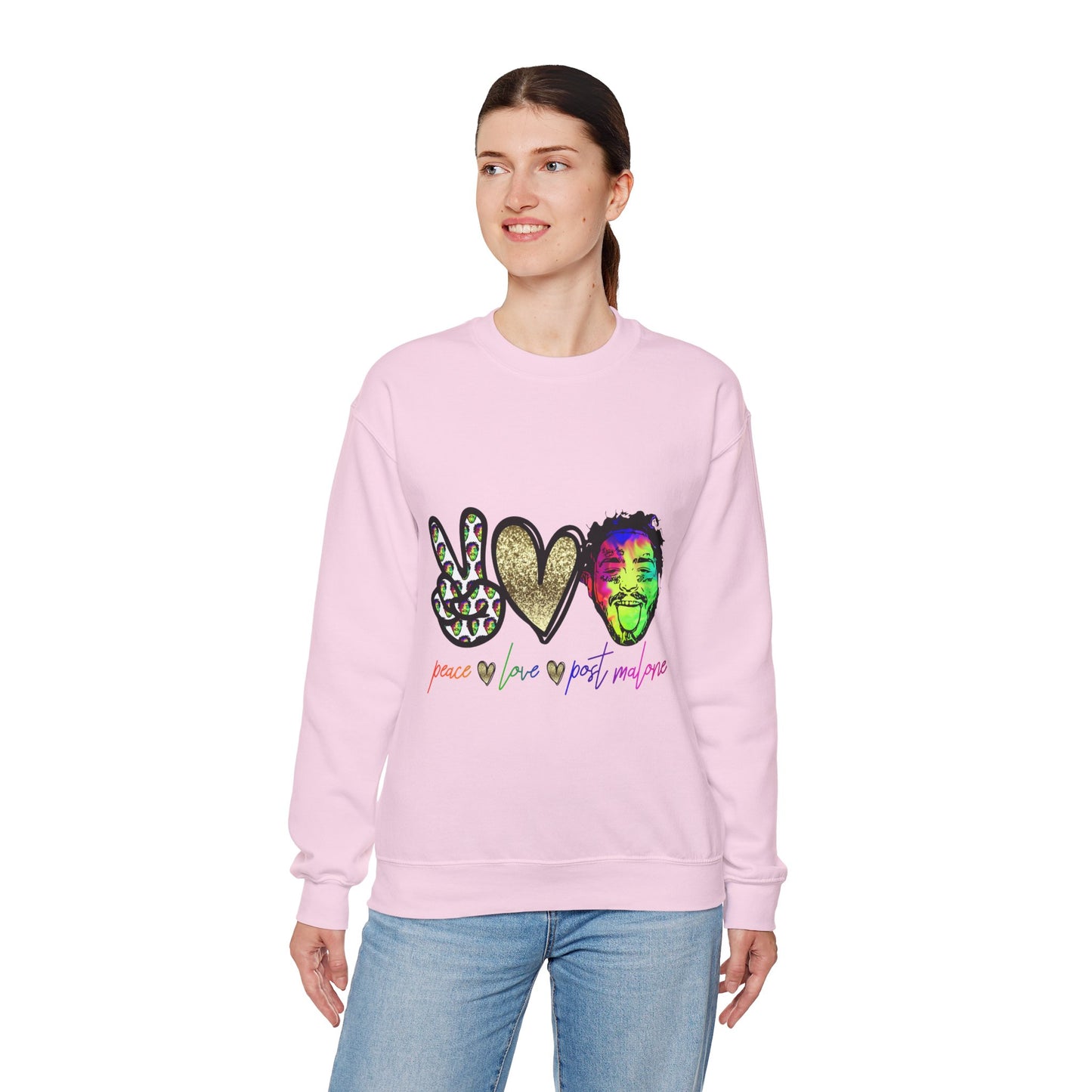 Leopard Peace Sign with Gold Heart crewneck sweatshirt | peace  love