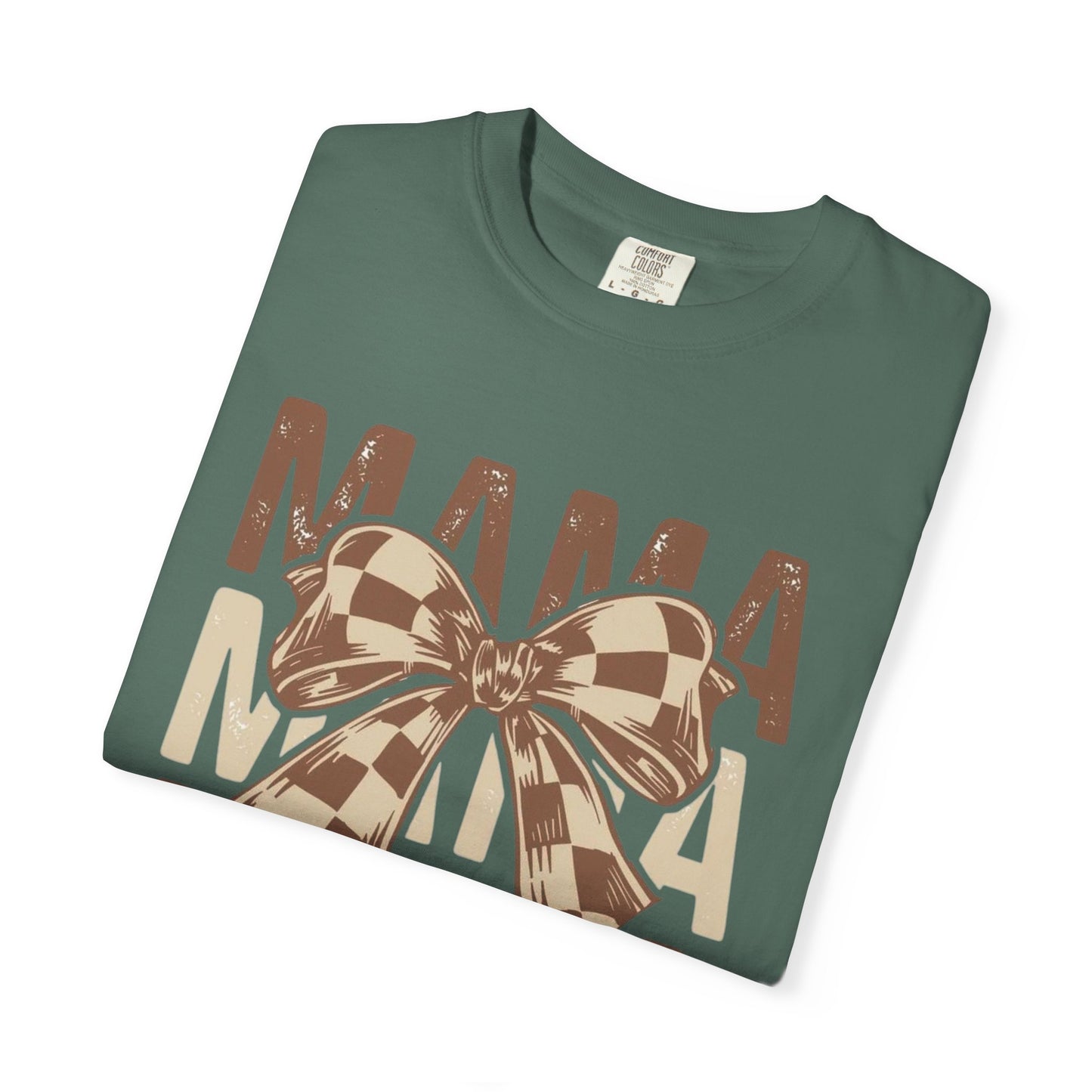 Mama Graphic T-Shirt — Plaid Bow Mom Tee (Mama Print)