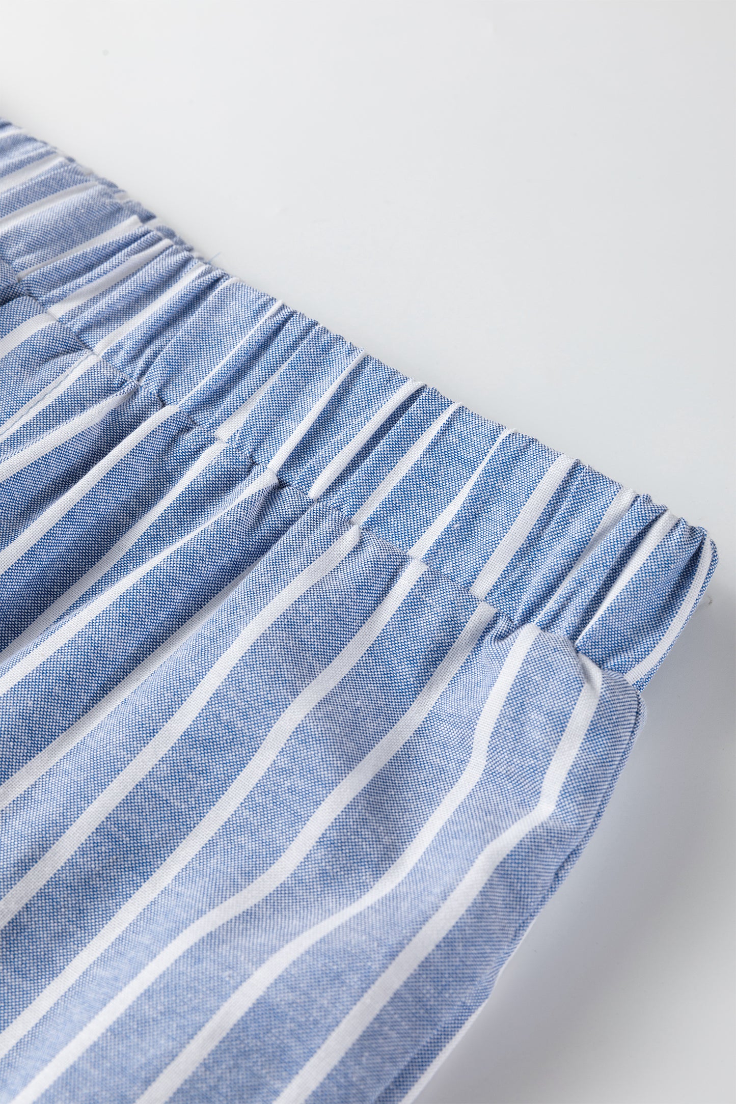 Sky Blue Stripe Buttoned Detail Loose Casual Pants