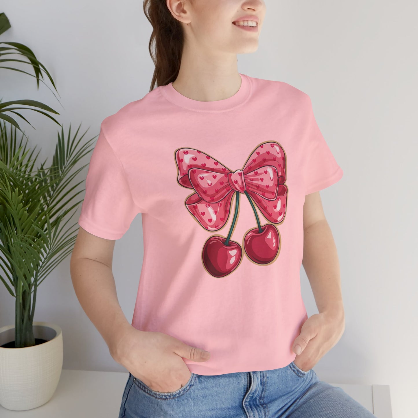 Cherry Bow Tee — Cute Pink Cherry Graphic T-Shirt