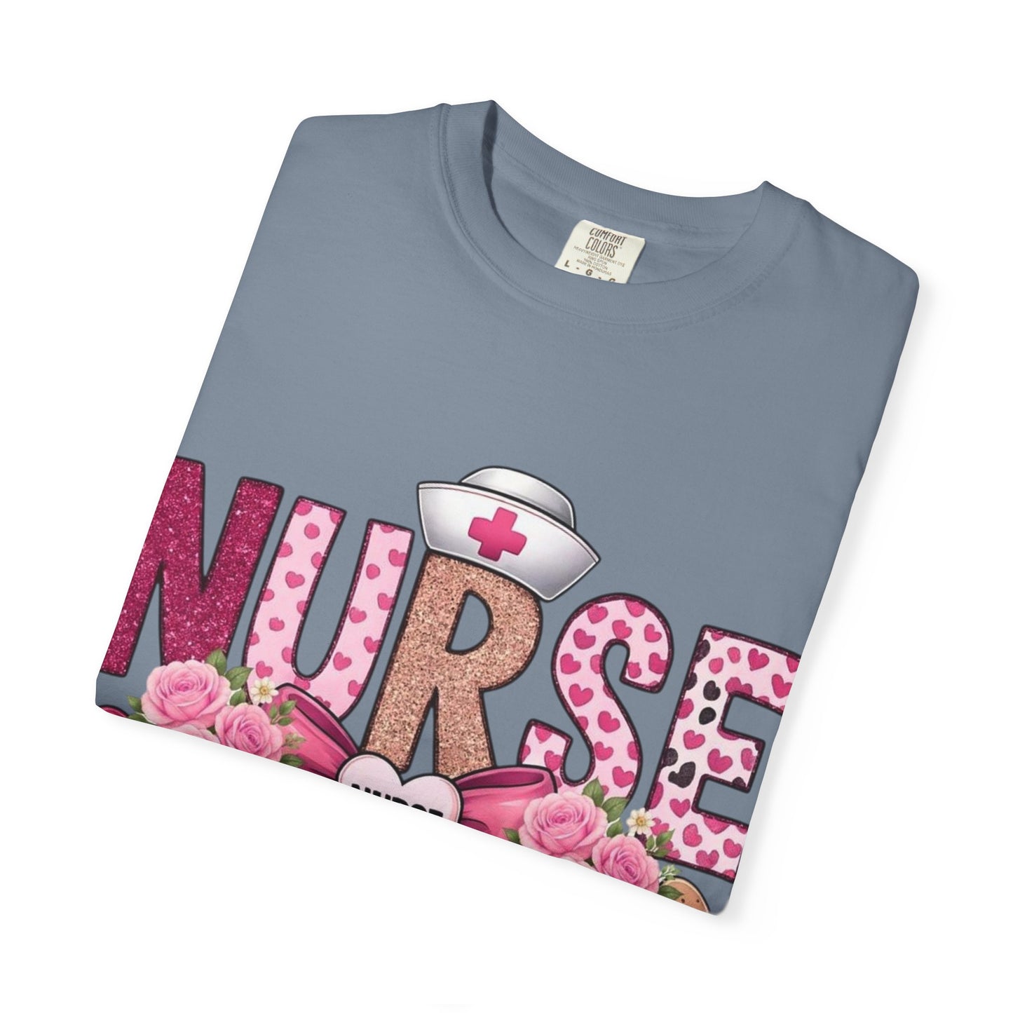 Nurse Floral Heart Stethoscope T-Shirt | Nursing Love Shirt