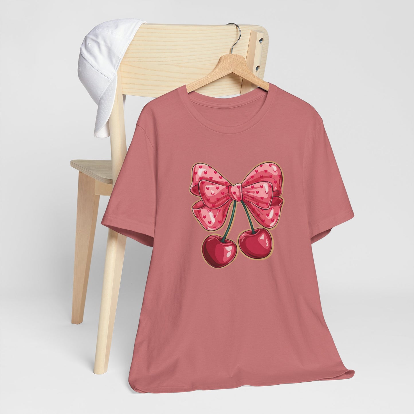 Cherry Bow Tee — Cute Pink Cherry Graphic T-Shirt