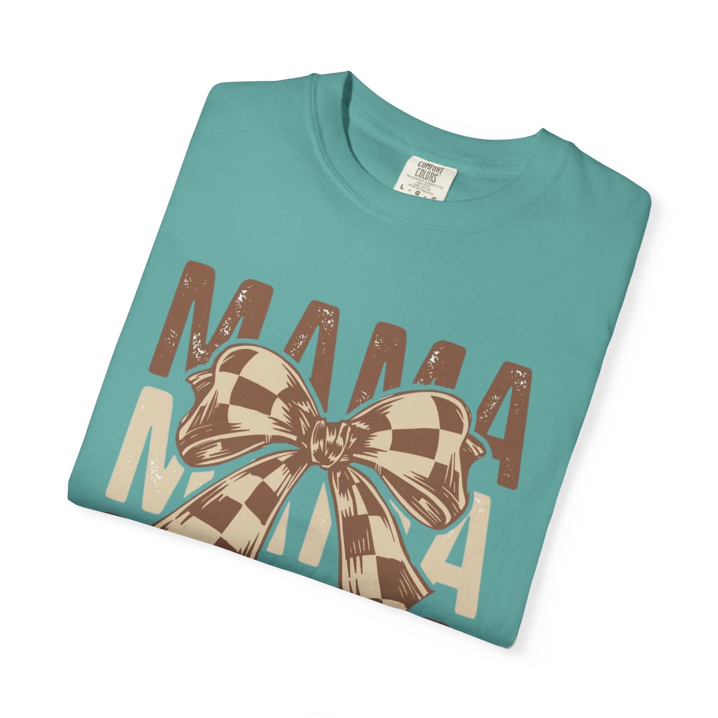 Mama Graphic T-Shirt — Plaid Bow Mom Tee (Mama Print)