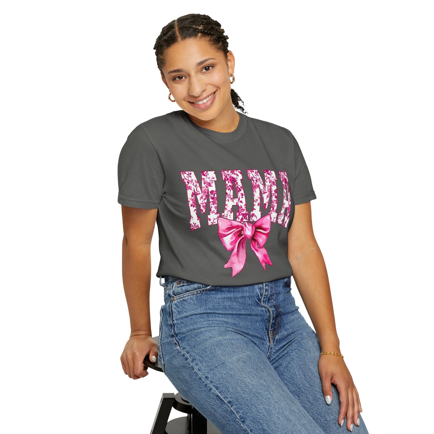 Mama Floral Bow T-Shirt — Mother's Day Pink Ribbon Tee