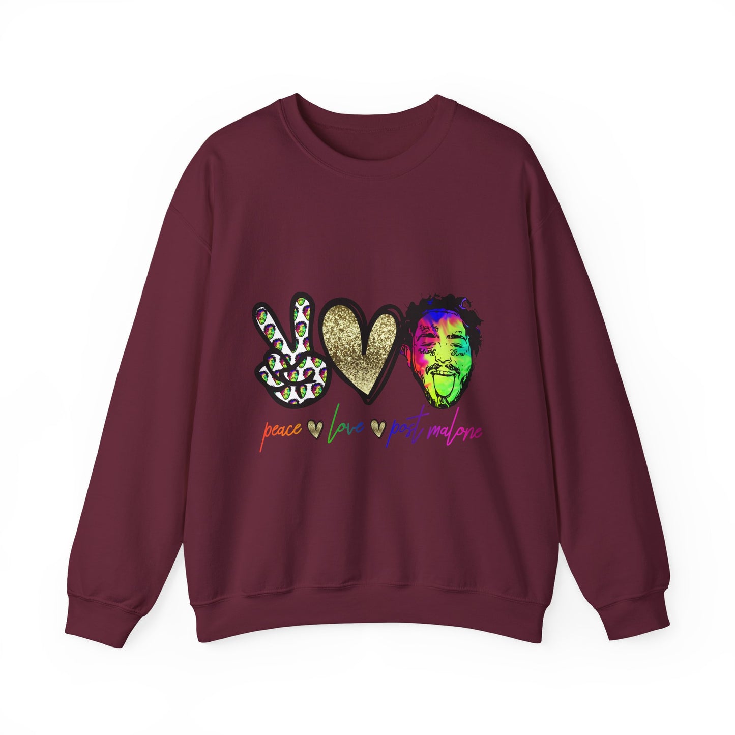 Leopard Peace Sign with Gold Heart crewneck sweatshirt | peace  love