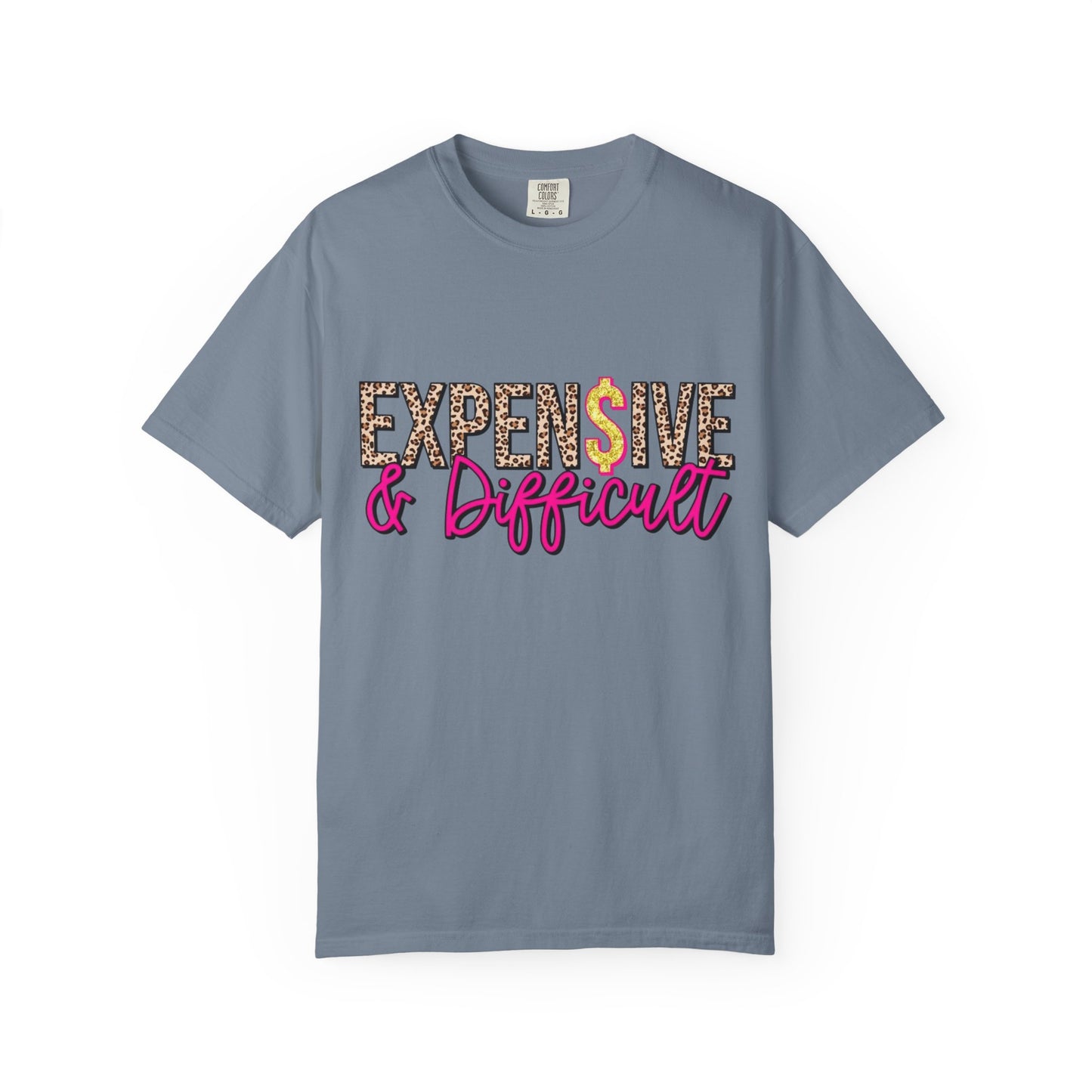 Expensive & Difficult T-shirt | Leopard Print, Dollar Sign, Pink Script