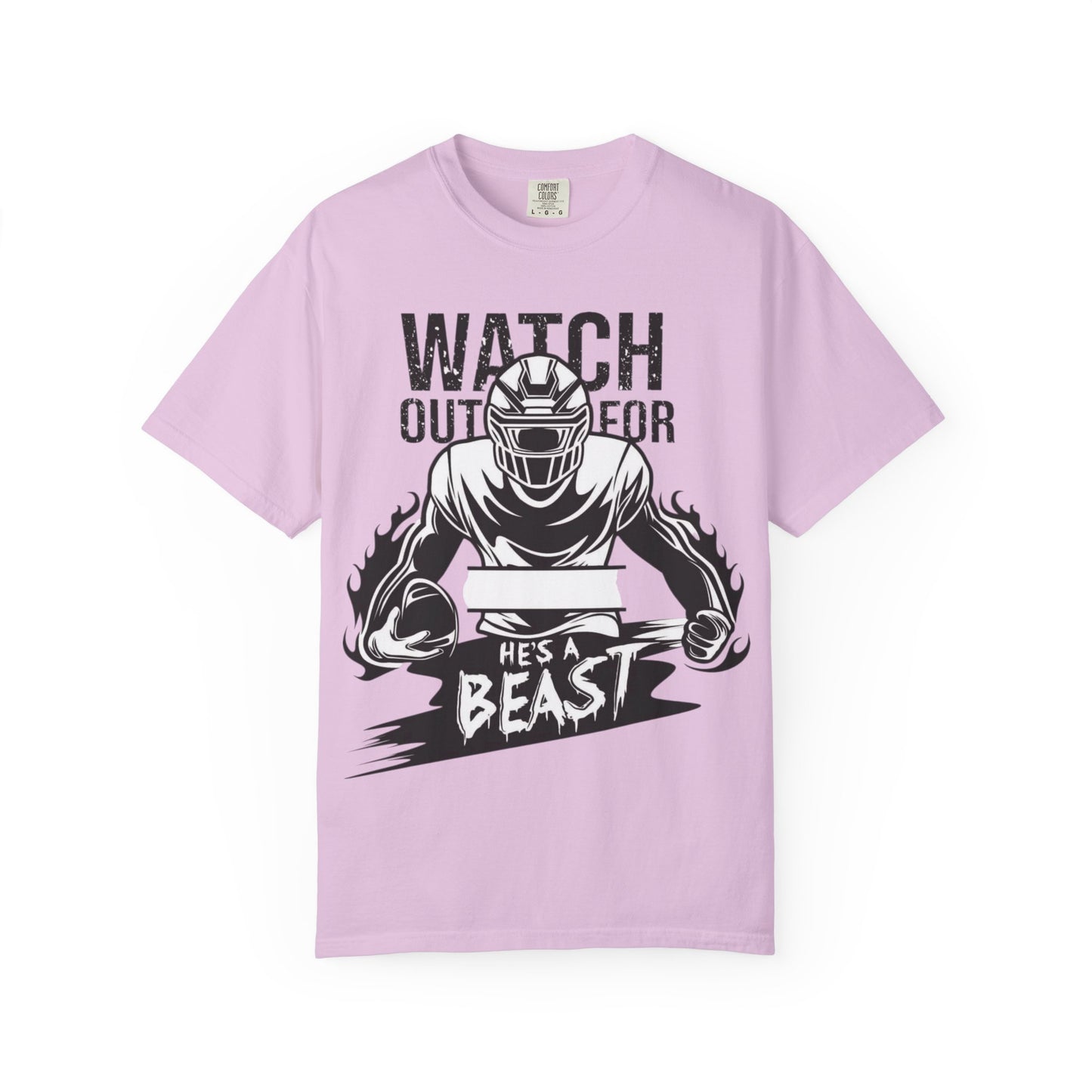 Watch Out For He's A Beast Football Player T-Shirt | Sports Helmet Grunge
