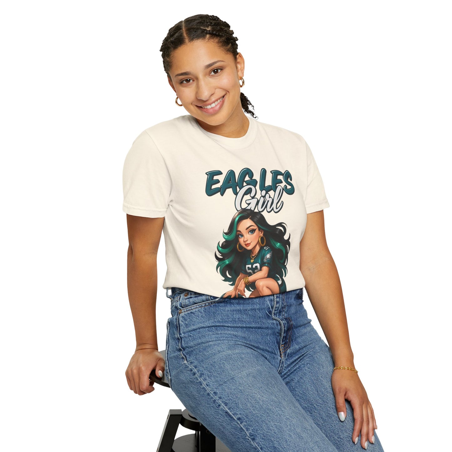 Eagles Girl T-shirt | Football Fan Illustration, Team Spirit Tee
