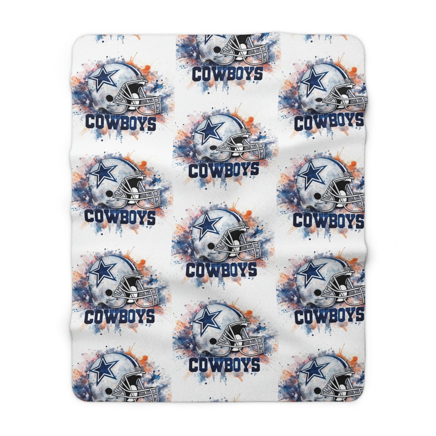 Watercolor Helmet & Wordmark Team Pattern Sherpa Fleece Blanket