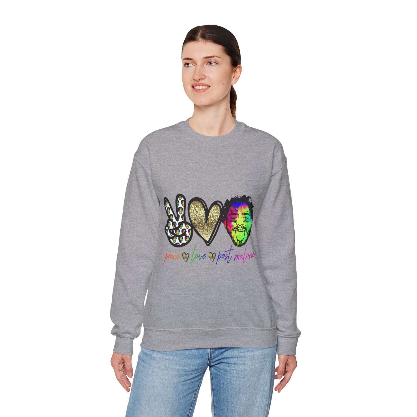 Leopard Peace Sign with Gold Heart crewneck sweatshirt | peace  love