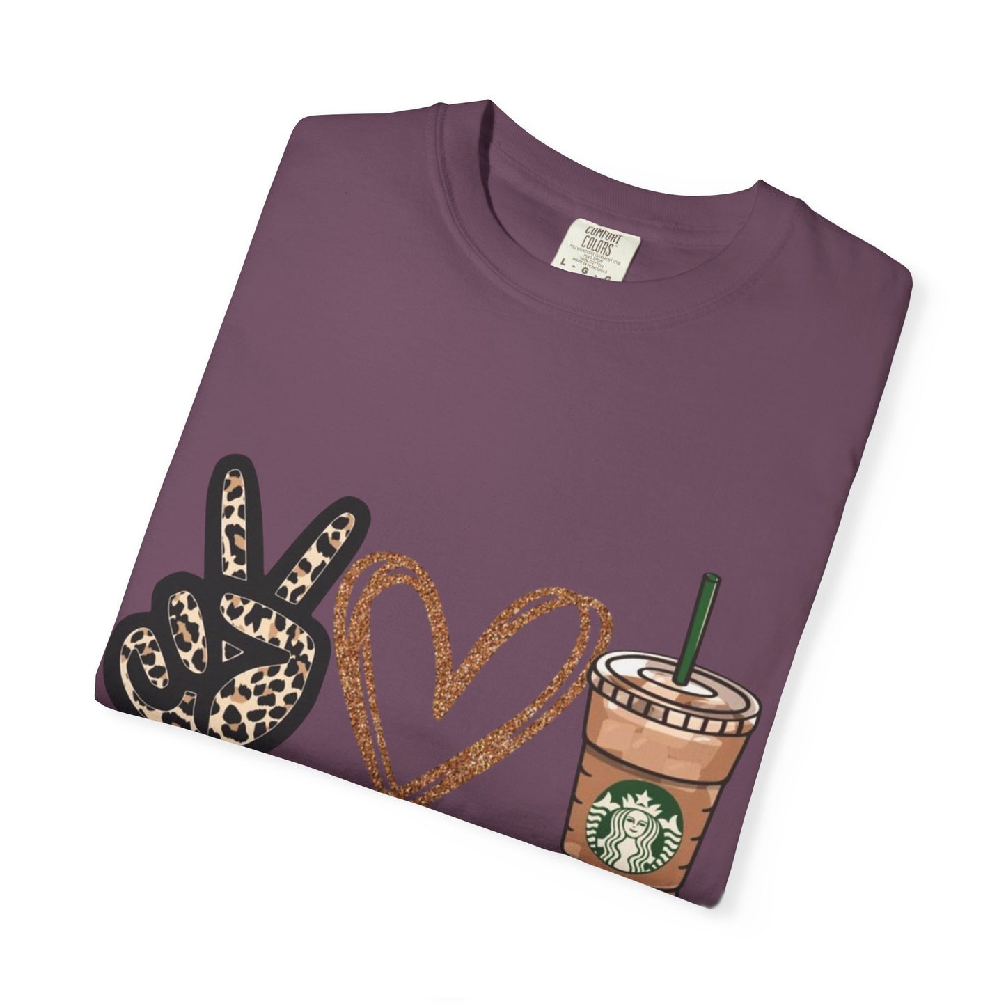 Peace Love Starbucks T-Shirt | Leopard Peace Sign Heart Coffee Cup