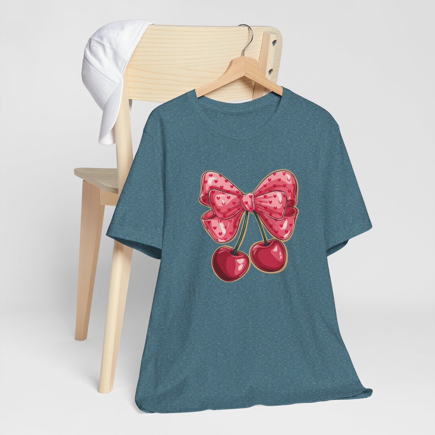 Cherry Bow Tee — Cute Pink Cherry Graphic T-Shirt