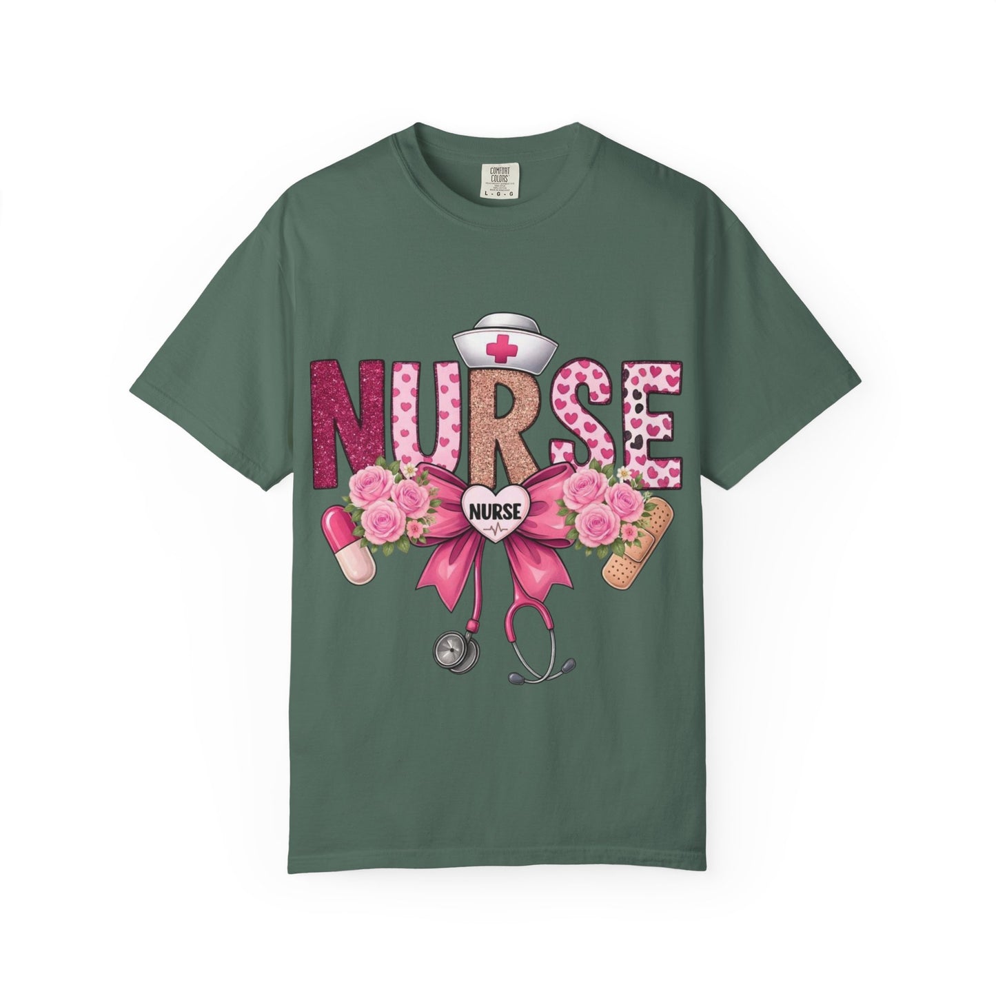 Nurse Floral Heart Stethoscope T-Shirt | Nursing Love Shirt