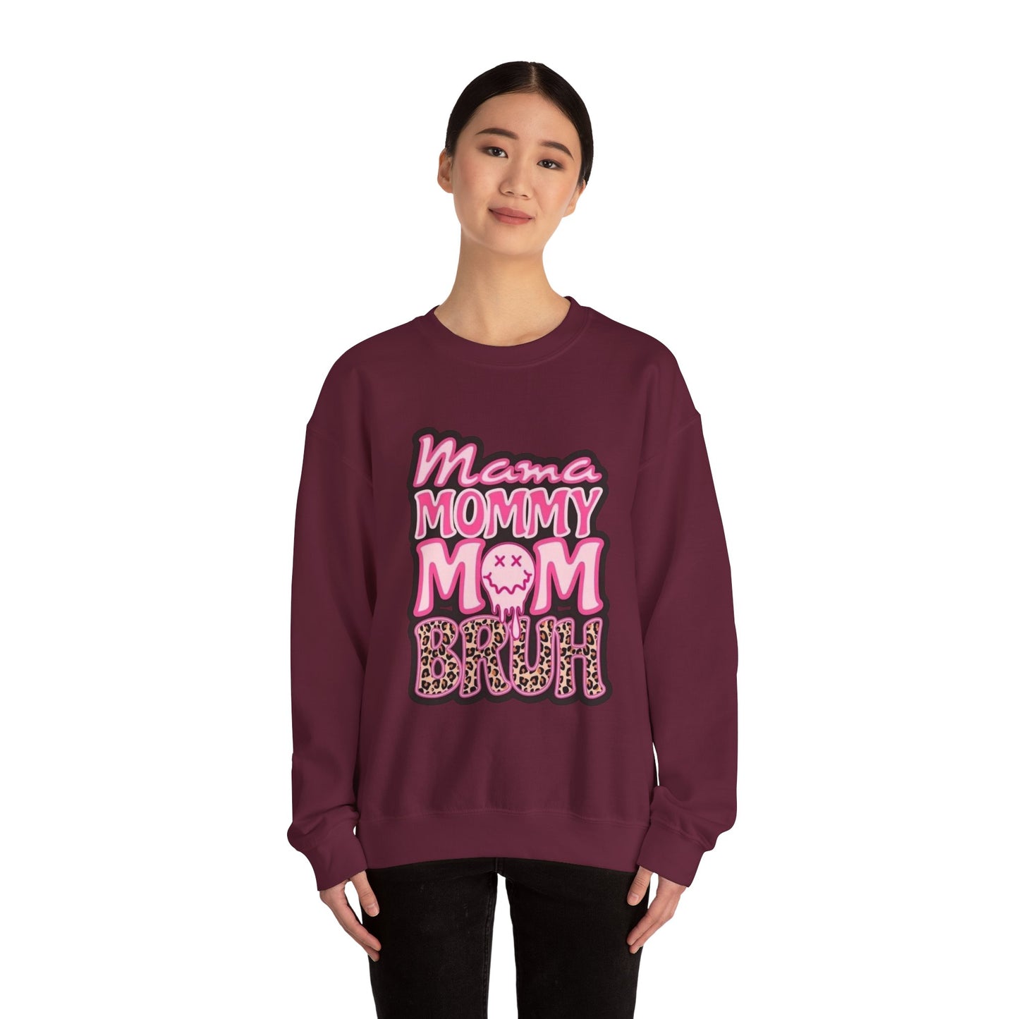 Mama Mommy Mom Bruh sweatshirt | Pink leopard text crewneck