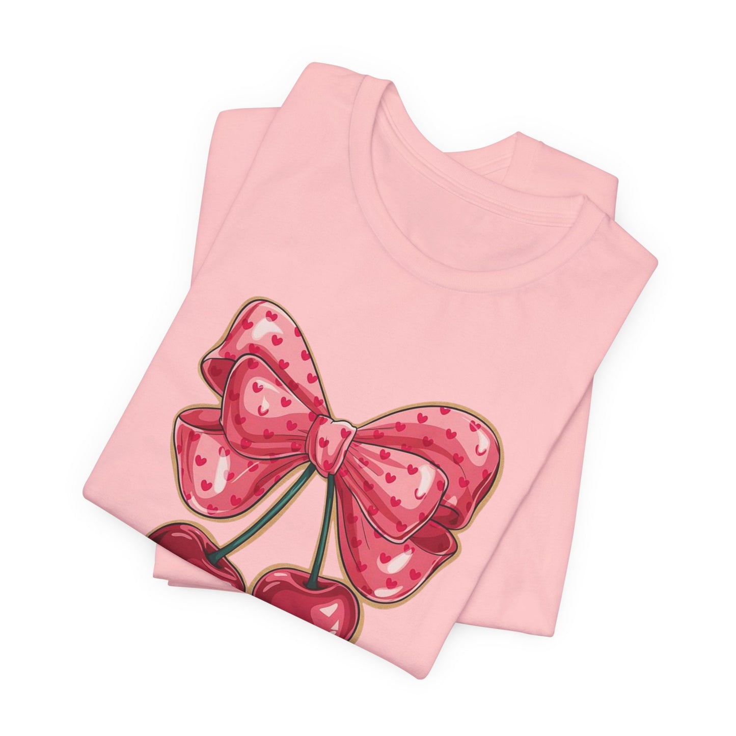 Cherry Bow Tee — Cute Pink Cherry Graphic T-Shirt