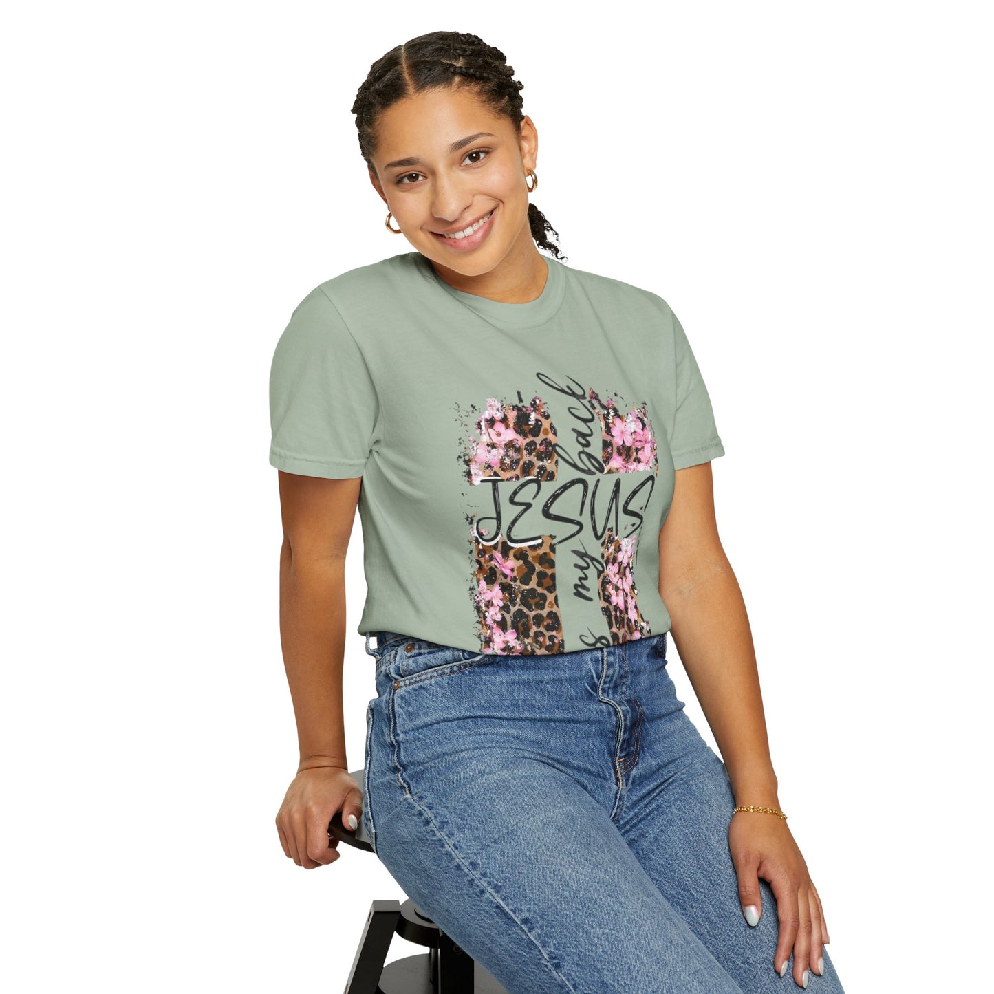 Jesus Has My Back T-Shirt | Leopard Floral Cross Christian Faith Tee