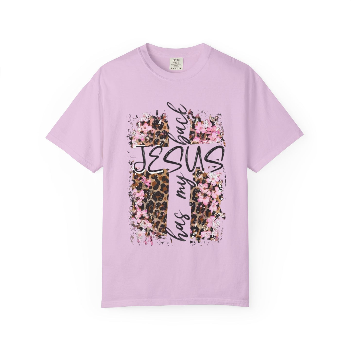 Jesus Has My Back T-Shirt | Leopard Floral Cross Christian Faith Tee