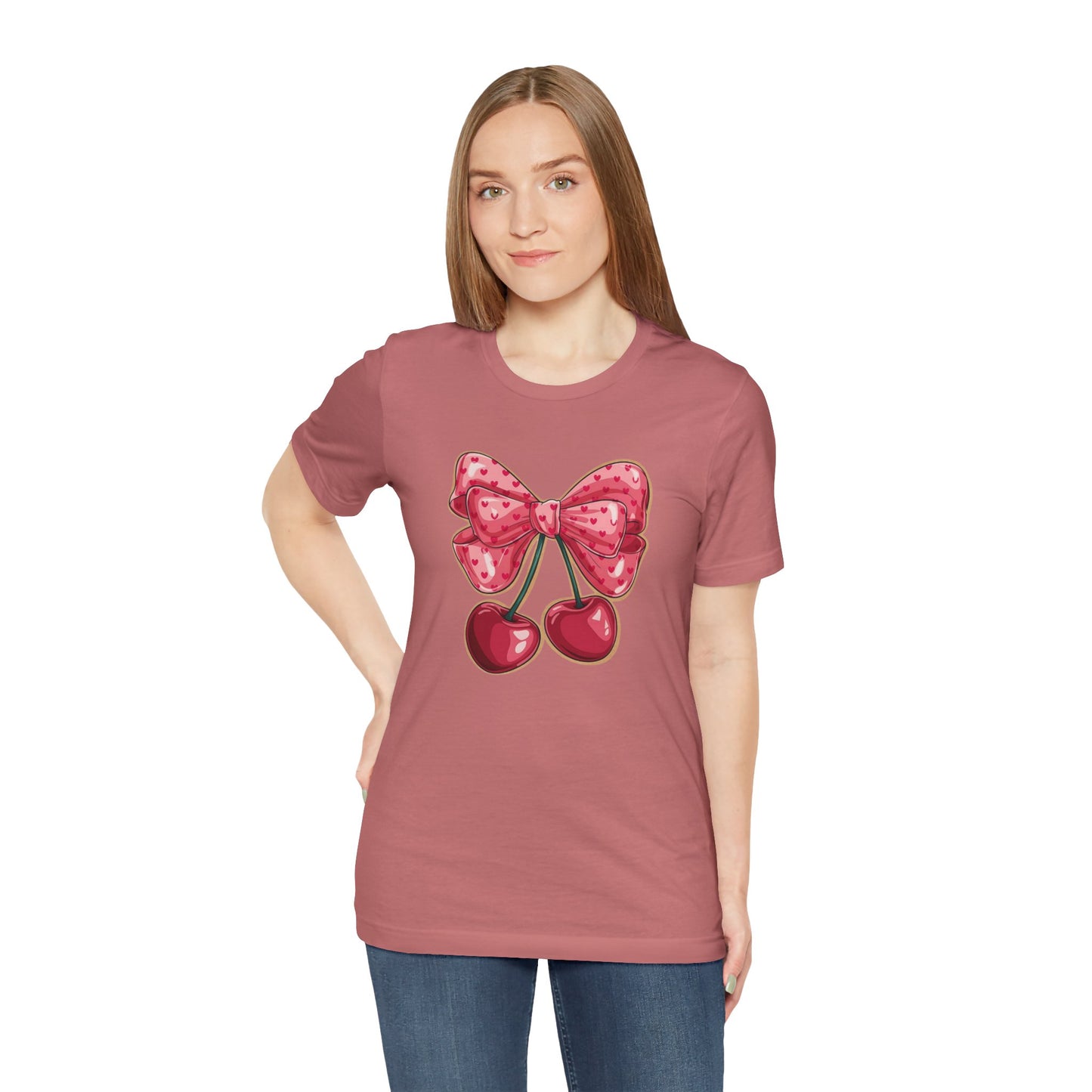 Cherry Bow Tee — Cute Pink Cherry Graphic T-Shirt