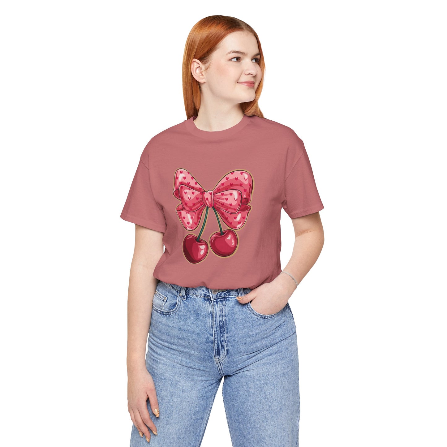 Cherry Bow Tee — Cute Pink Cherry Graphic T-Shirt