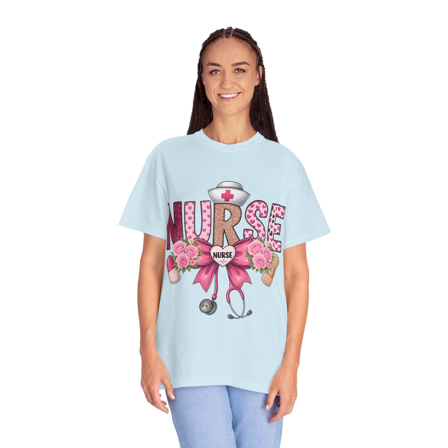 Nurse Floral Heart Stethoscope T-Shirt | Nursing Love Shirt