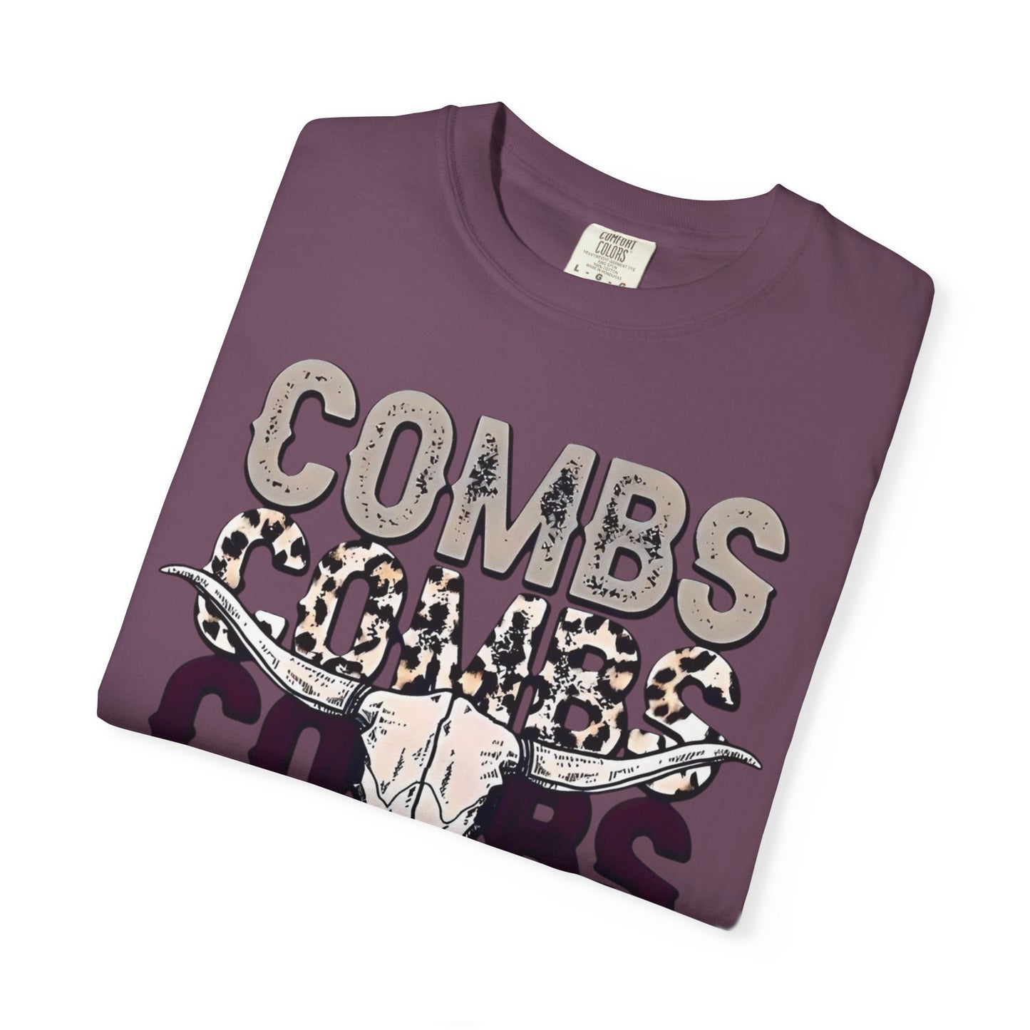 Combs Skull Repeat design T-shirt | Longhorn skull typography tee