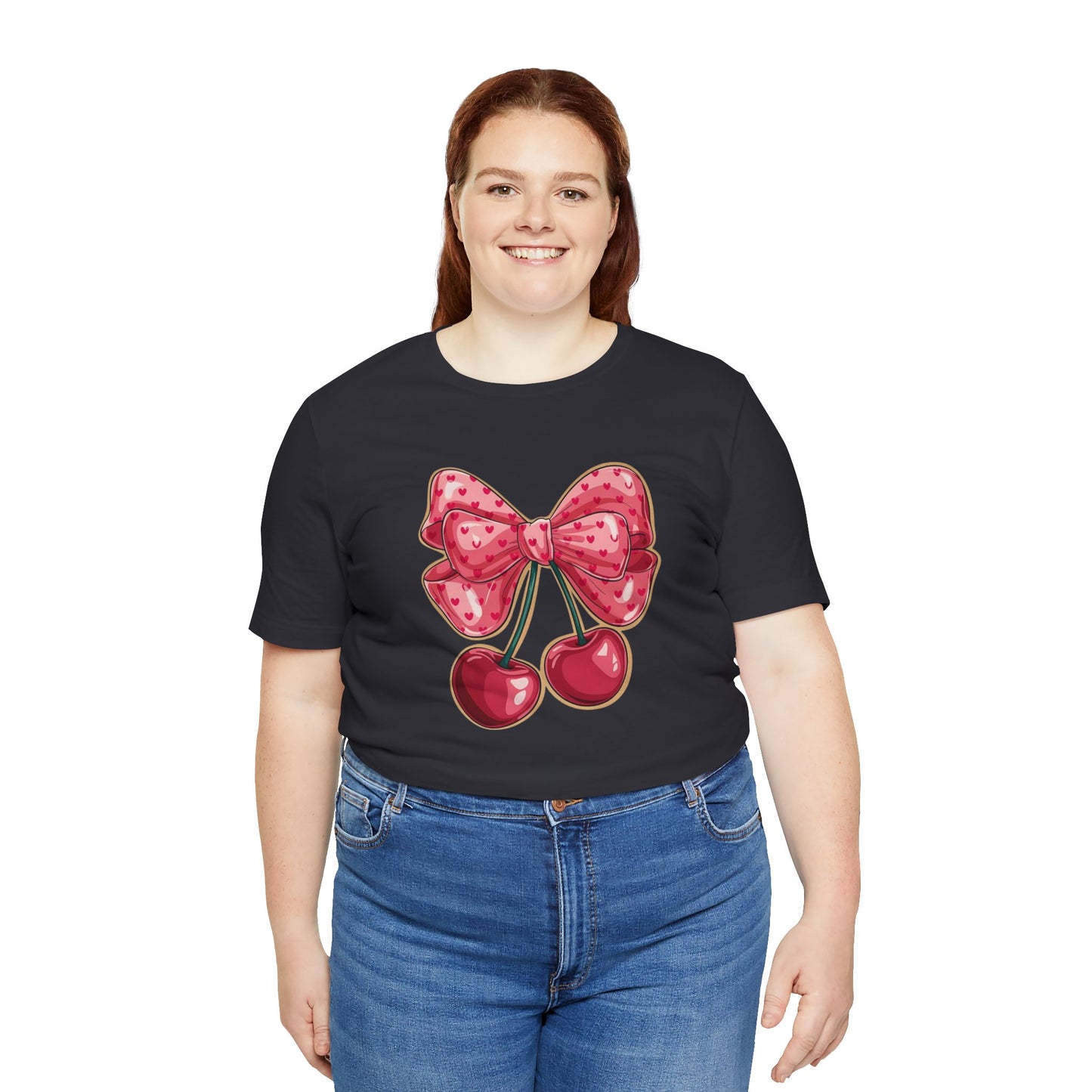 Cherry Bow Tee — Cute Pink Cherry Graphic T-Shirt