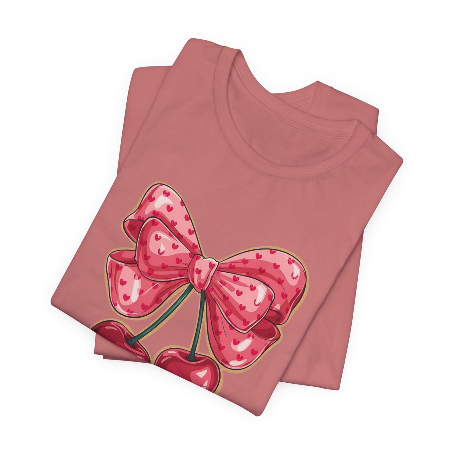 Cherry Bow Tee — Cute Pink Cherry Graphic T-Shirt