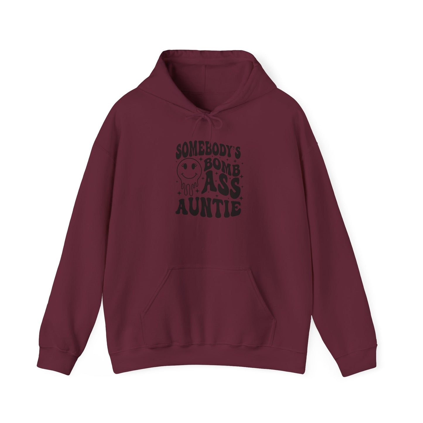 Hoodie — "Somebody's Bomb Ass Auntie" Funny Graphic Hooded Sweatshirt