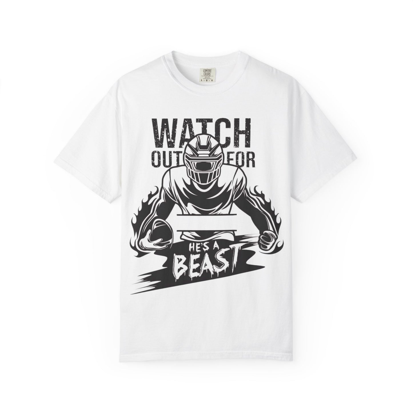 Watch Out For He's A Beast Football Player T-Shirt | Sports Helmet Grunge