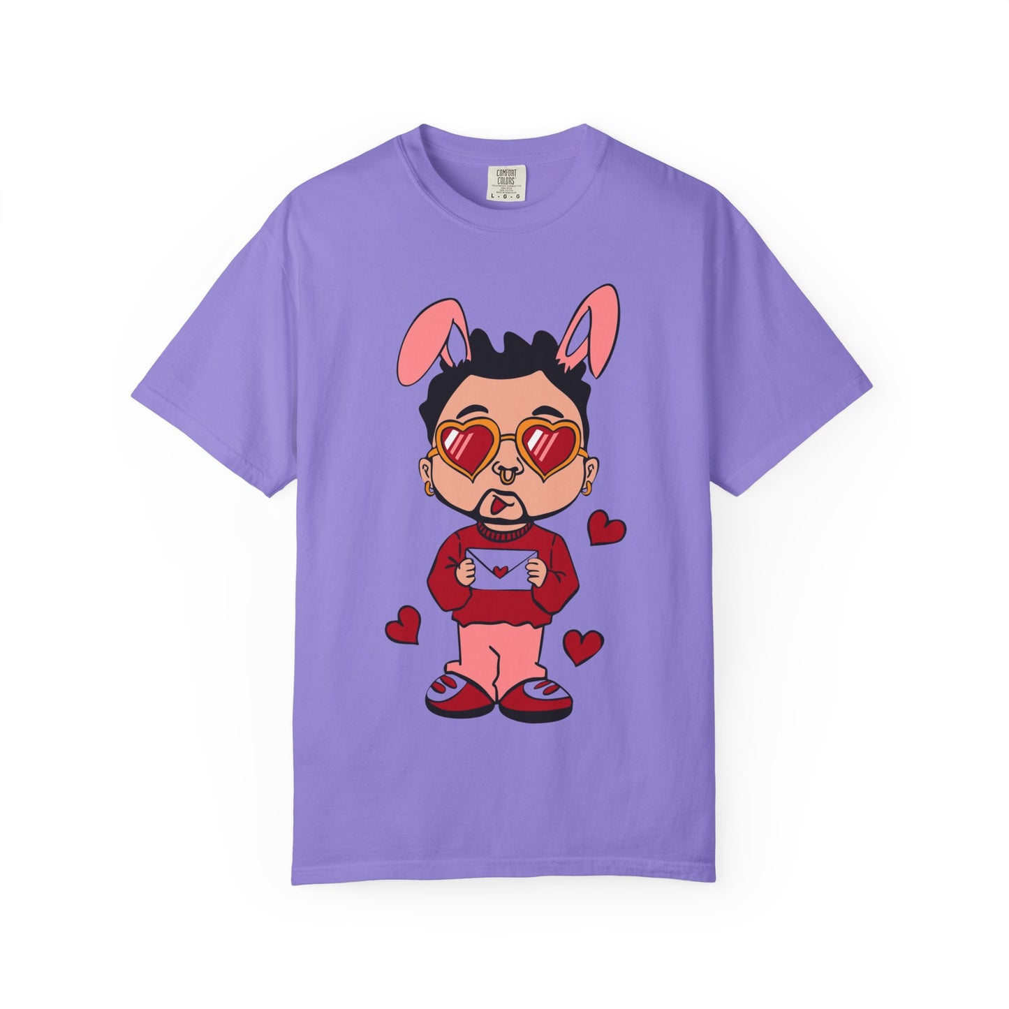 Valentine Bunny Dude T-Shirt — Cute Heart Eyes Love Graphic Tee