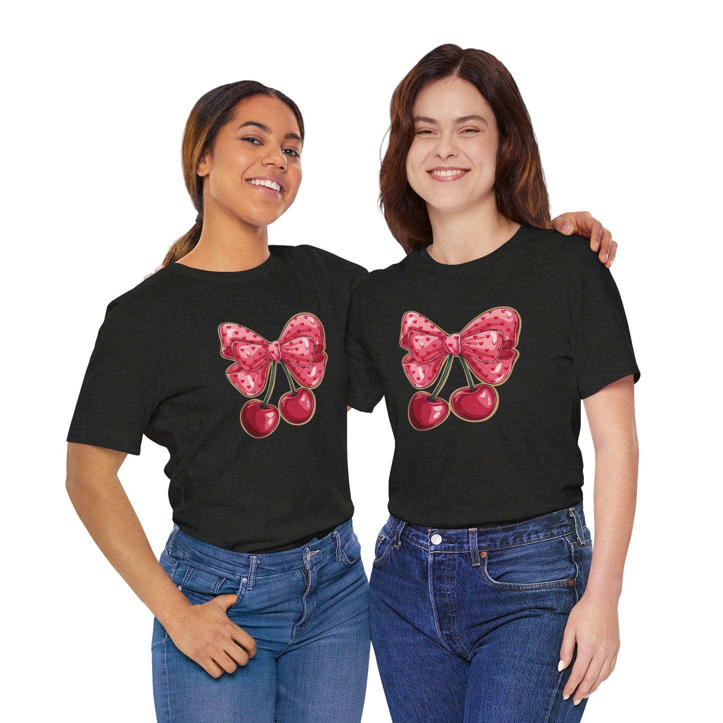 Cherry Bow Tee — Cute Pink Cherry Graphic T-Shirt