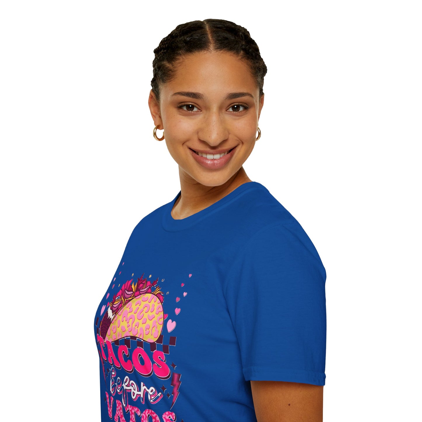 T-Shirt — "Tacos Before Vatos" Cute Pink Taco Graphic Tee