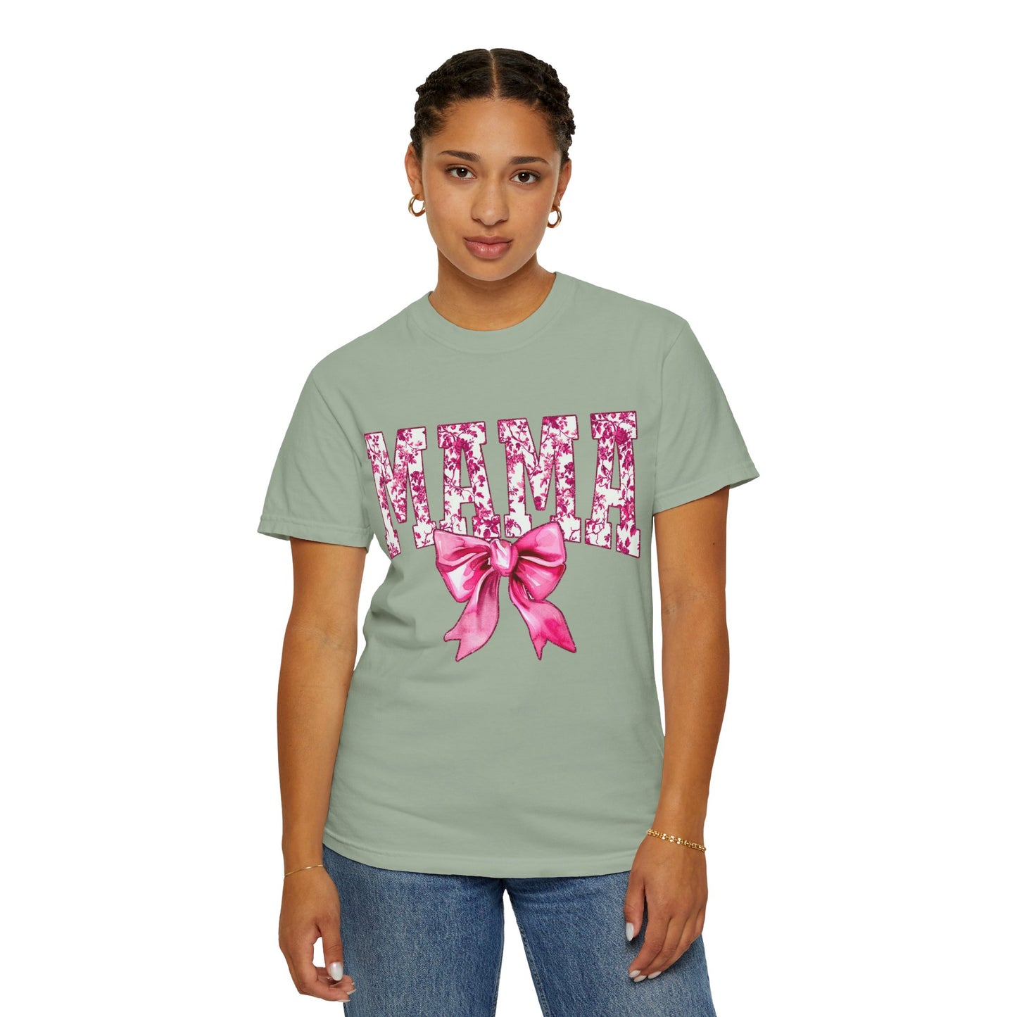 Mama Floral Bow T-Shirt — Mother's Day Pink Ribbon Tee